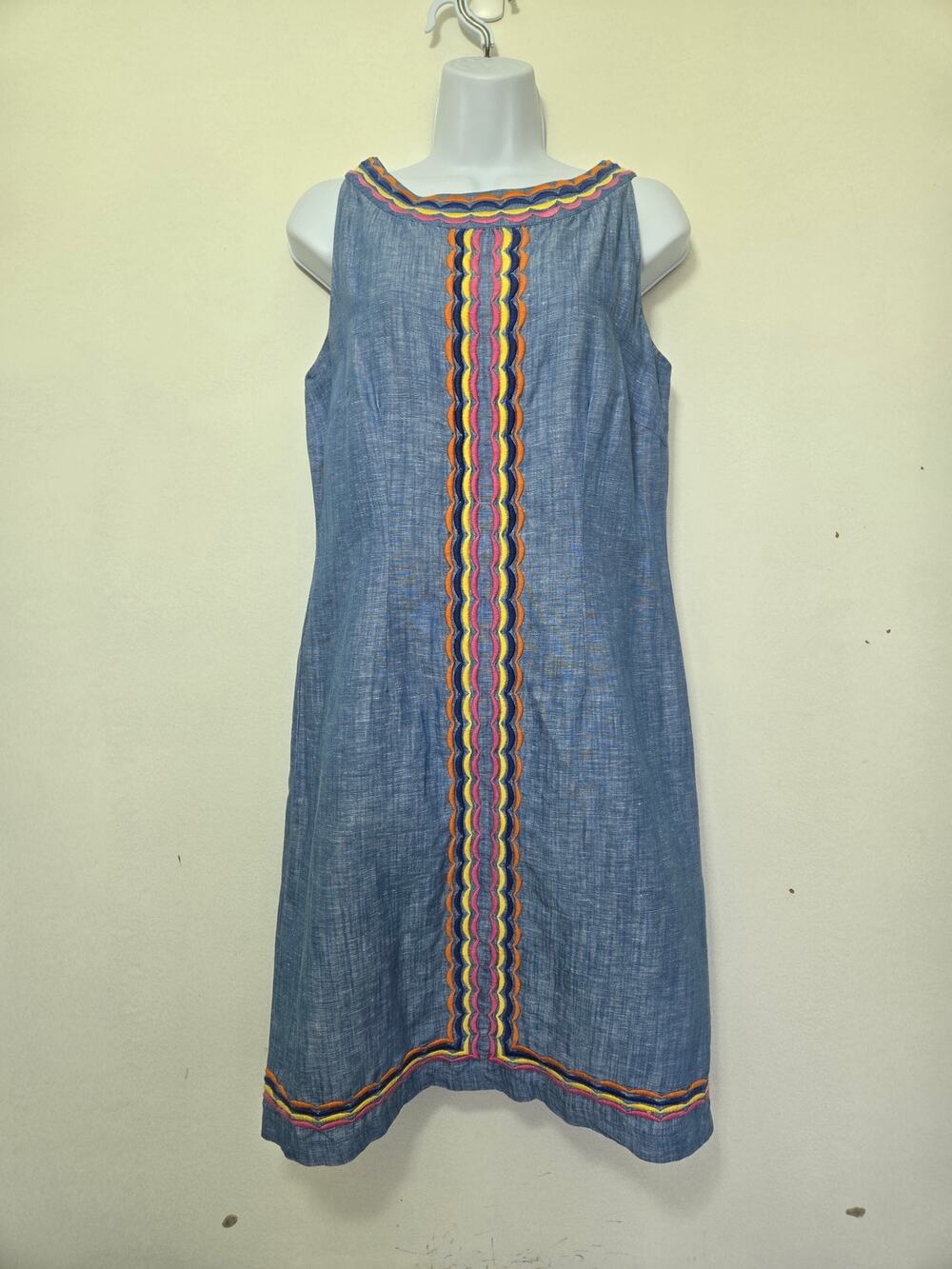 Talbots Embroidered Linen/Cotton Dress Size 4